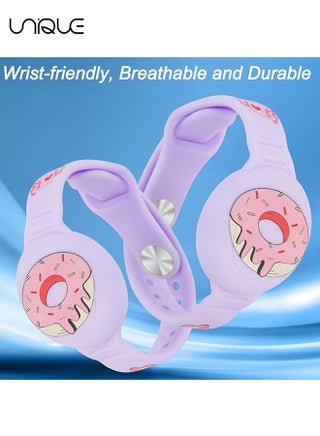 سوار AirTag للأطفال - مقاوم للماء حامل علامة هوائية كرتونية لطيف للأطفال مع تغطية كاملة من السيليكون الناعم ملحقات سوار معصمه مخفي مضاد للضياع للأطفال (أرجواني) - view 4