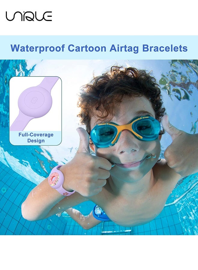 Unique AirTag Bracelet for Kids - Waterproof Cute Cartoon Air tag Holder for Kids with Soft Silicone Full Coverage Anti-Lost Hidden Airtag Wristband Accessories for Child (Purple) - Image 5