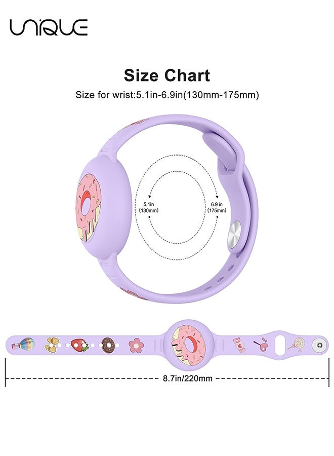 Unique AirTag Bracelet for Kids - Waterproof Cute Cartoon Air tag Holder for Kids with Soft Silicone Full Coverage Anti-Lost Hidden Airtag Wristband Accessories for Child (Purple) - Image 2