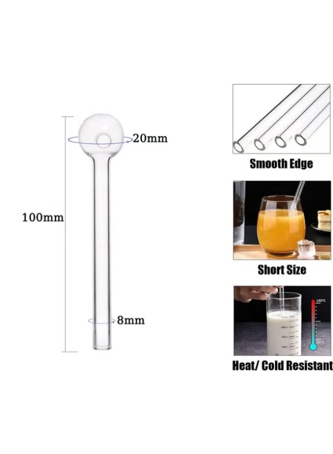 10 Pcs Glass Straws Shatter Resistant 4 Inch Short Reusable Glass Straw With Cleaning Brush Dishwasher Safe Drinking Straws Perfect For Smoothies Coffee Juice Clear - Image 3