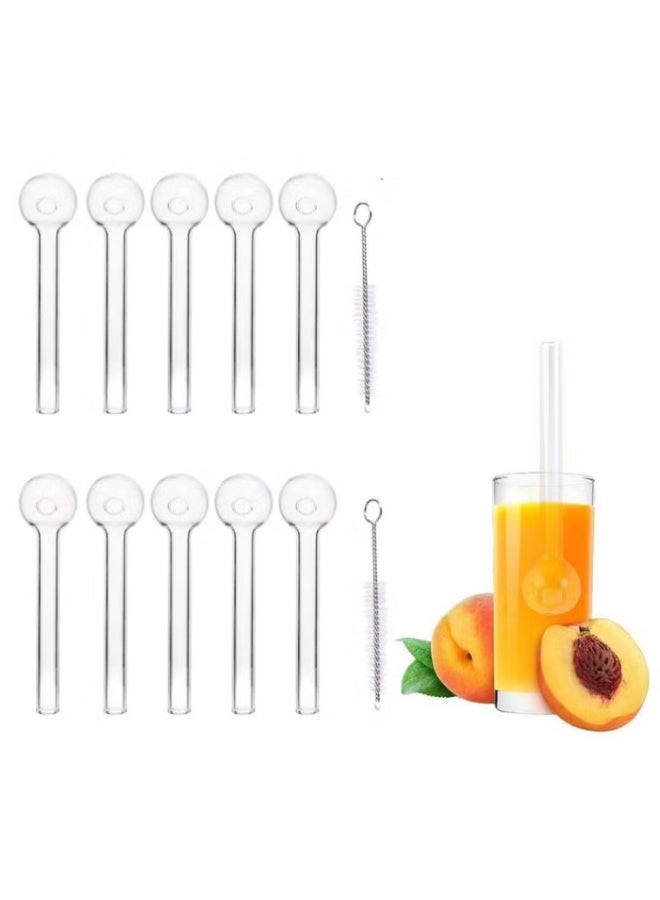 10 Pcs Glass Straws Shatter Resistant 4 Inch Short Reusable Glass Straw With Cleaning Brush Dishwasher Safe Drinking Straws Perfect For Smoothies Coffee Juice Clear - Image 1