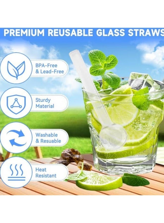 10 Pcs Glass Straws Shatter Resistant 4 Inch Short Reusable Glass Straw With Cleaning Brush Dishwasher Safe Drinking Straws Perfect For Smoothies Coffee Juice Clear - Image 2