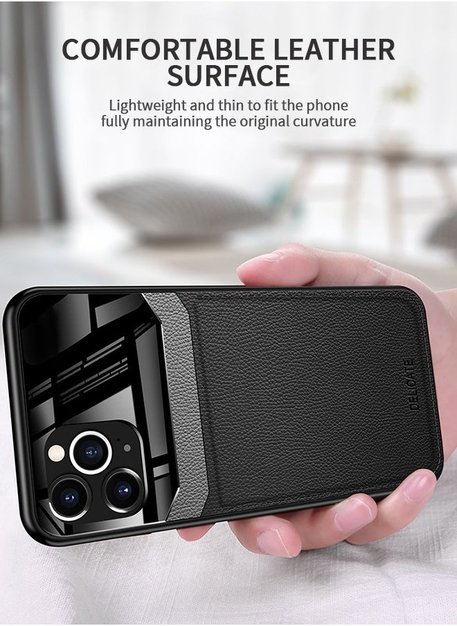 GROIC - iPhone 14 Pro Max Case 6.7 Inch, Luxury Leather Case, Leather Back Cover, Tempered Glass Cover, Anti-Slip, Anti-Fingerprint, Shockproof Protector iPhone 14 Pro Max Cover - Image 1
