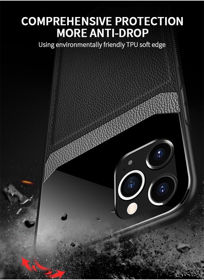 GROIC - iPhone 14 Pro Max Case 6.7 Inch, Luxury Leather Case, Leather Back Cover, Tempered Glass Cover, Anti-Slip, Anti-Fingerprint, Shockproof Protector iPhone 14 Pro Max Cover - Image 1