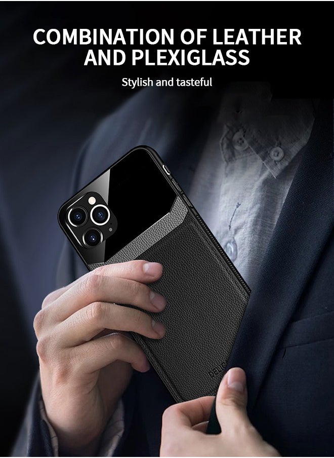 GROIC - iPhone 14 Pro Max Case 6.7 Inch, Luxury Leather Case, Leather Back Cover, Tempered Glass Cover, Anti-Slip, Anti-Fingerprint, Shockproof Protector iPhone 14 Pro Max Cover - Image 1