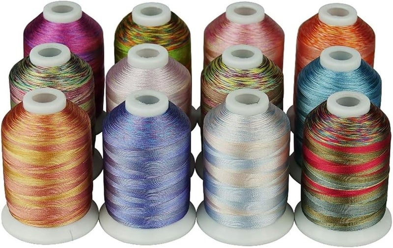 خيط التطريز البوليستر المتنوع 28 لونًا 1100 ياردة لكل بكرة - Image 3