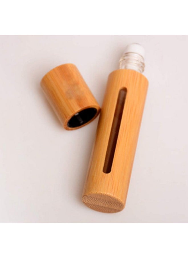 Teensery 2 Pcs 10Ml Bamboo Roller Bottles Empty Refillable Essential Oil Rollon Bottle Cosmetic Storage Vial Container With Stainless Steel Roller Ball And Window For Essential Oil  - Image 3