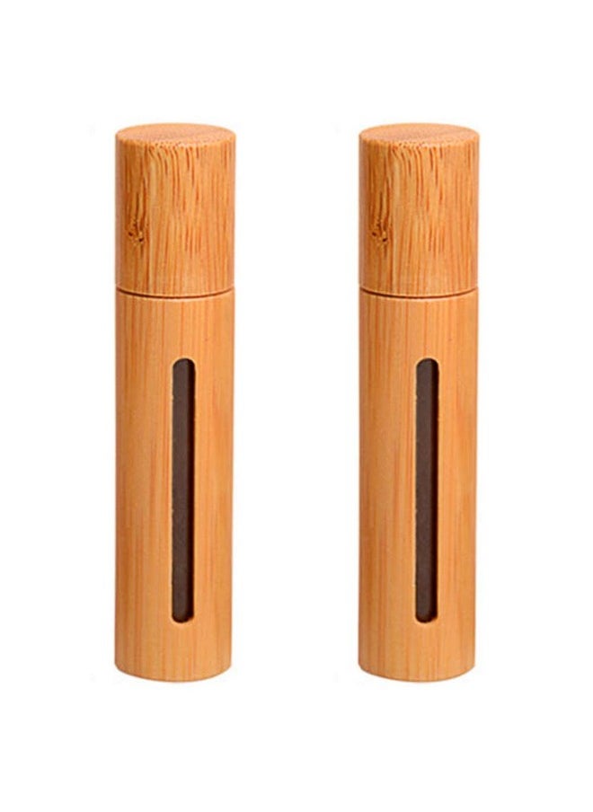 Teensery 2 Pcs 10Ml Bamboo Roller Bottles Empty Refillable Essential Oil Rollon Bottle Cosmetic Storage Vial Container With Stainless Steel Roller Ball And Window For Essential Oil  - Image 1