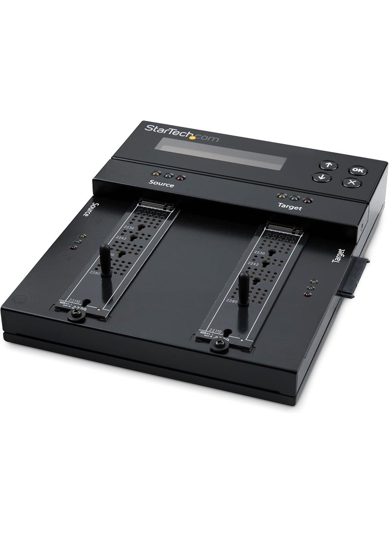 StarTech StarTechcom Standalone Dual Bay M2 SATANVMe DuplicatorEraser HDDSSD ClonerWiper for M2 PCIe AHCINVMe M2 SATA 2535in Drives Hard Drive SanitizerCopier TAA SM2DUPE11Black  - Image 1