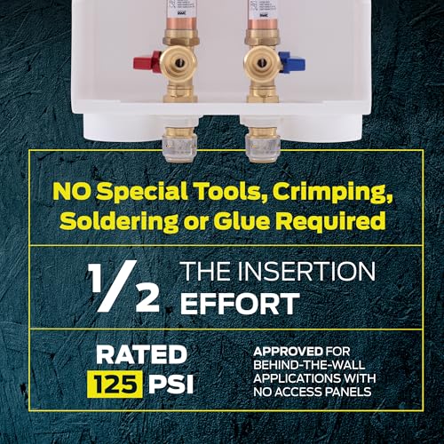 SharkBite Max 1/2 Inch x 3/4 Inch MHT Washing Machine Outlet Box with Water Hammer Arrestor, Push-to-Connect Brass Plumbing Fittings, PEX, Copper, CPVC, PE-RT, 25031 - Image 3