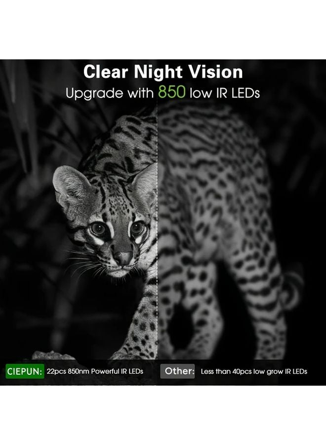 2.7 كيلو 32 ميجابكسل كاميرا تريل منخفضة التوهج مع شاشة 2 بوصة، مستشعر الحركة، IP67، مراقبة الحياة البرية في الهواء الطلق - Image 3