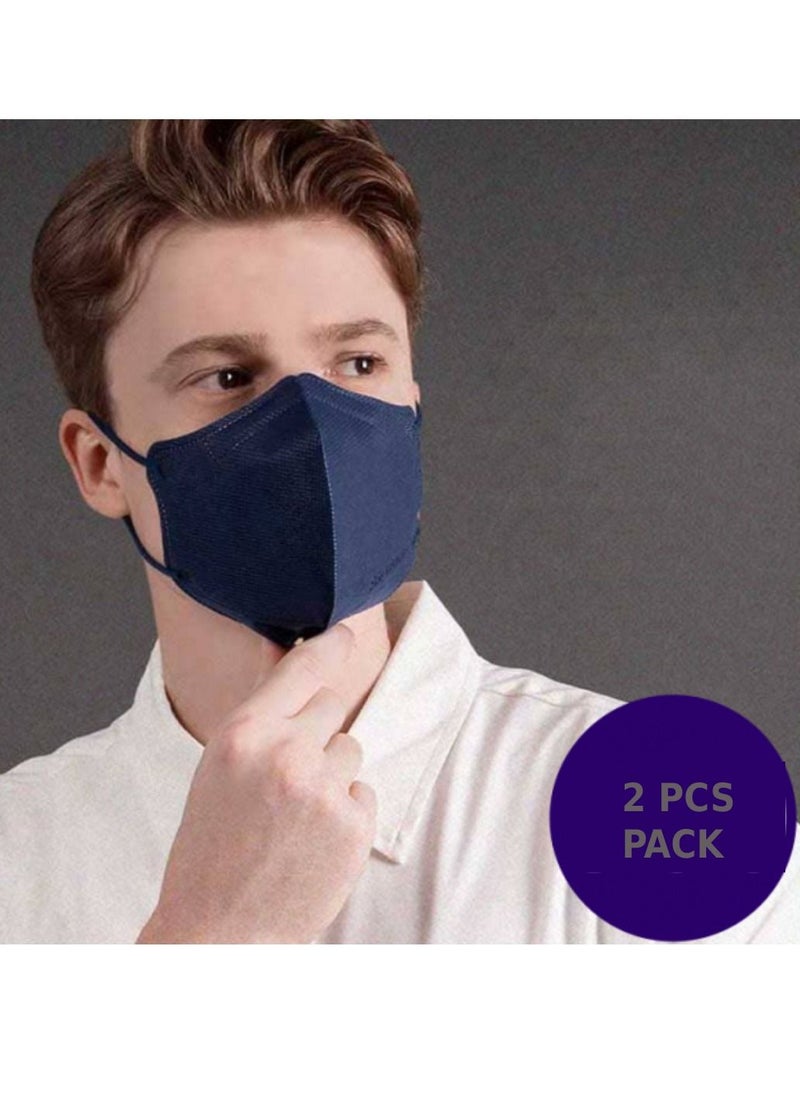 Air QUEEN - Pack Of 2 Pieces Air Queen Neo Nanofiber Filter Face Mask Navy - Image 1