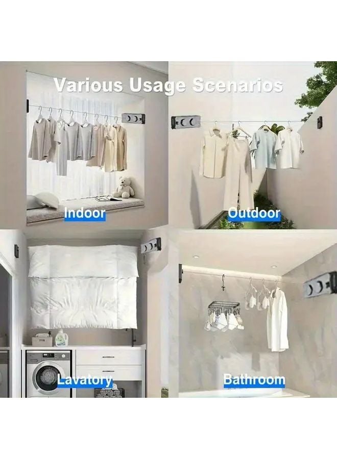 White Retractable Double Line Clothes Drying Rope Anti Sagging Rust Resistant Balcony Organizer - Image 4