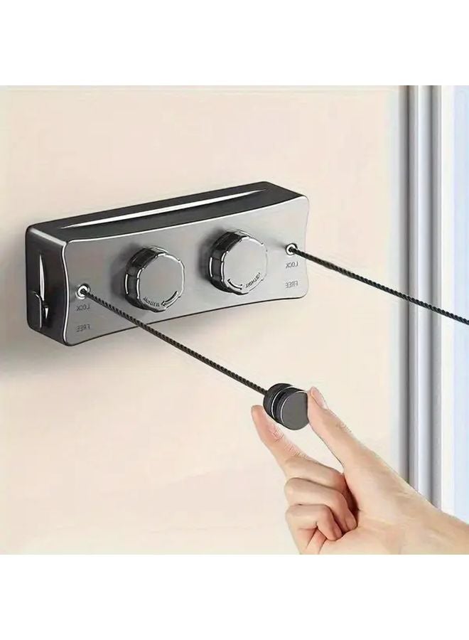 White Retractable Double Line Clothes Drying Rope Anti Sagging Rust Resistant Balcony Organizer - Image 2