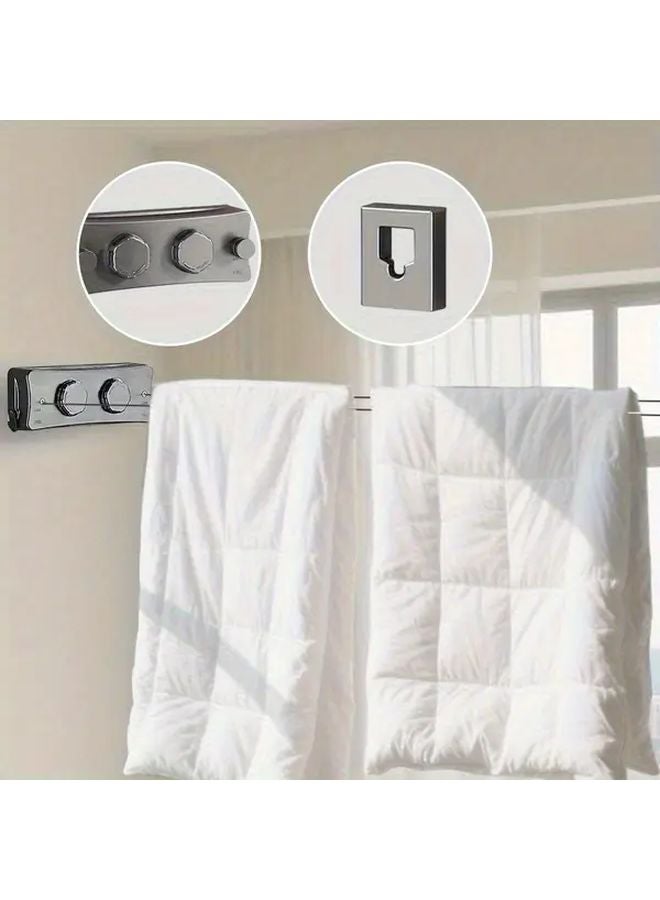 White Retractable Double Line Clothes Drying Rope Anti Sagging Rust Resistant Balcony Organizer - Image 5
