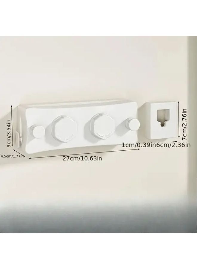 White Retractable Double Line Clothes Drying Rope Anti Sagging Rust Resistant Balcony Organizer - Image 1