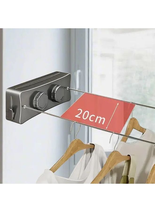 White Retractable Double Line Clothes Drying Rope Anti Sagging Rust Resistant Balcony Organizer - Image 3