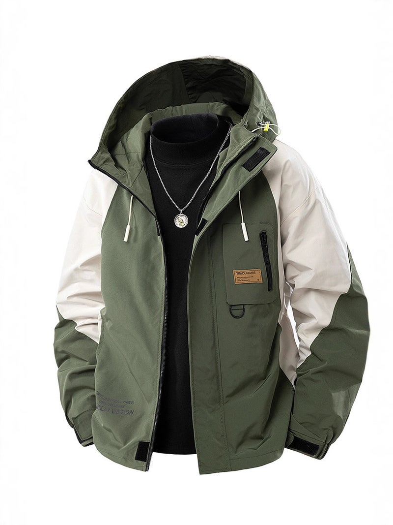 Autumn New Windproof And Waterproof Workwear Jacket For Men Plus Size Loose Fat Hooded Jacket Plus Fat Plus Size Men'S Clothing - Image 3