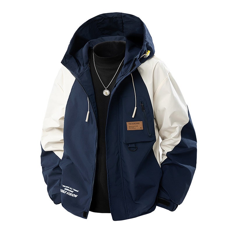 Autumn New Windproof And Waterproof Workwear Jacket For Men Plus Size Loose Fat Hooded Jacket Plus Fat Plus Size Men'S Clothing - Image 1