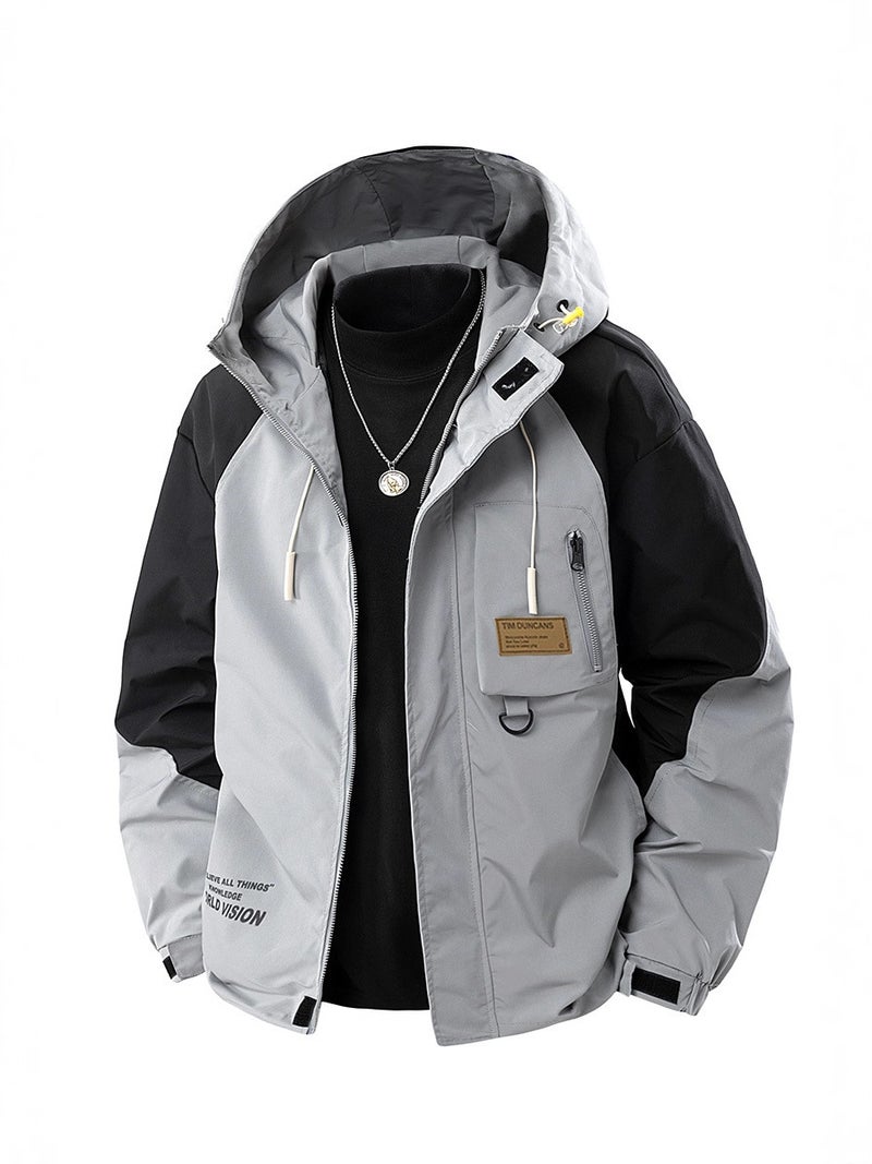 Autumn New Windproof And Waterproof Workwear Jacket For Men Plus Size Loose Fat Hooded Jacket Plus Fat Plus Size Men'S Clothing - Image 5