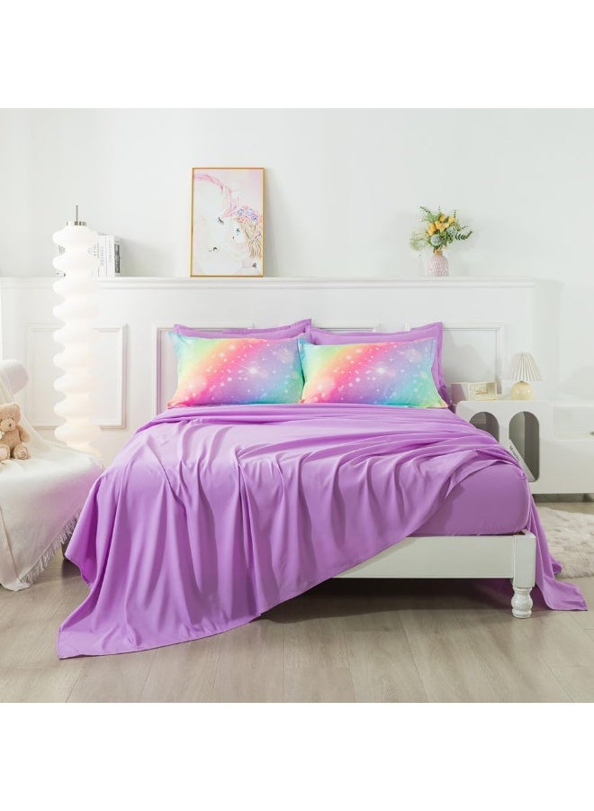 Rainbow Comforter Set Twin Size for Girls 5 Pieces Tie Dye Rainbow Bedding Sets Kids Bed in A Bag  - Image 4