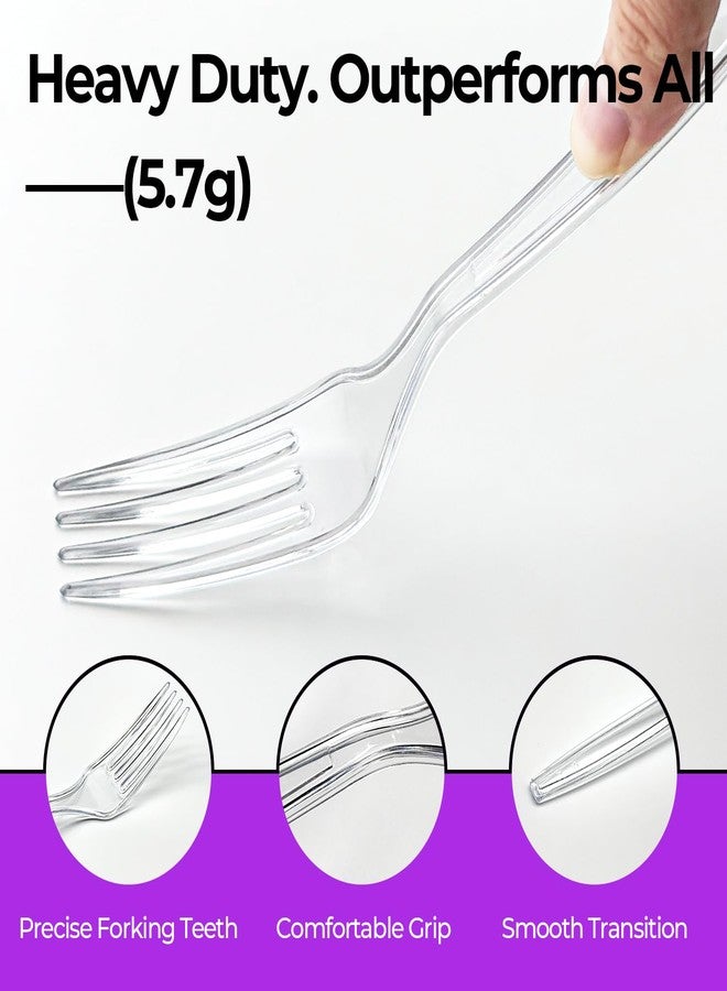 SUYANGECO [100 Count] Heavy Duty Clear Plastic Forks Disposable Plastic Fork Bulk Utensils Reusable Cutlery Set Thick Plasticware Silverware for Party,Every Day Use,Picnic,Camping,Wedding,Barbecues - Image 3