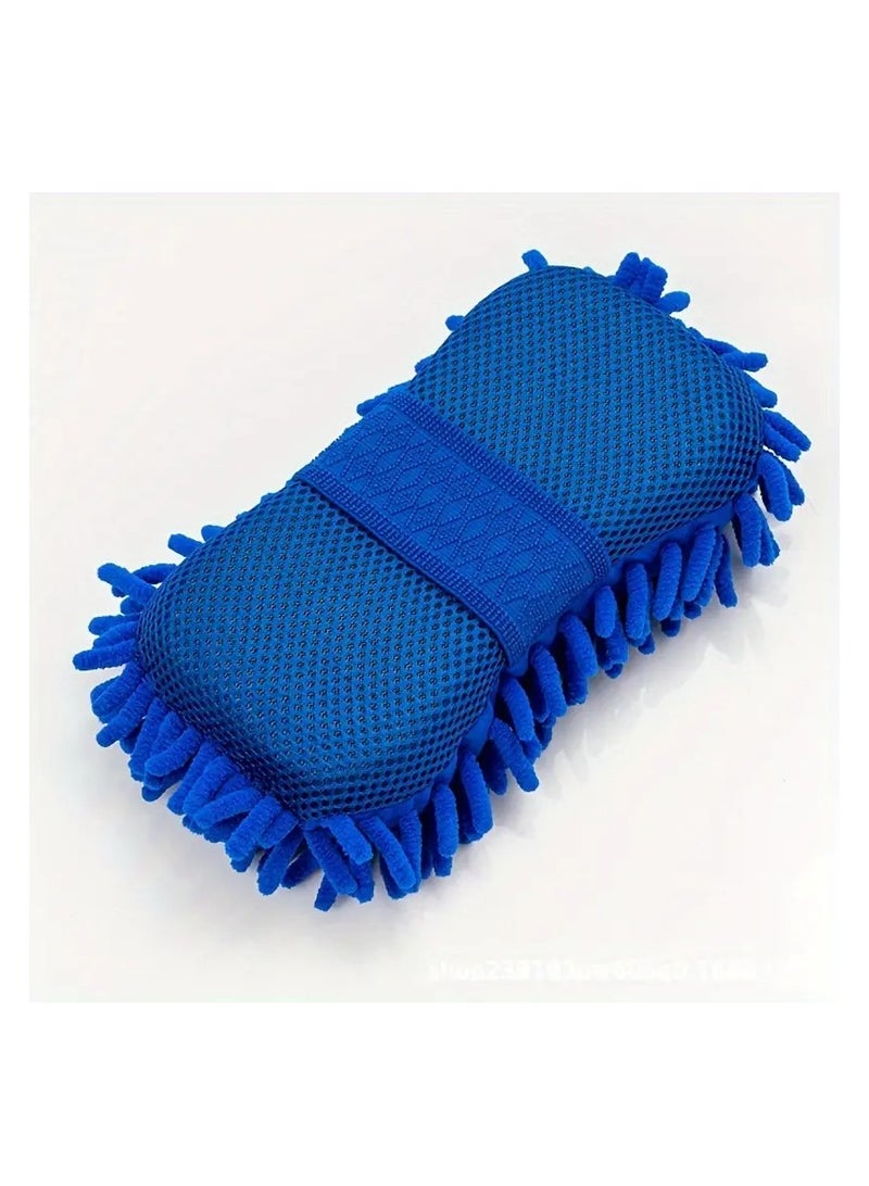 1pc Car Wash Mitt, Microfiber Washing Sponge, Ultra Absorbent Microfiber Cleaning Brush For Car And Boat Cleaning--Blue