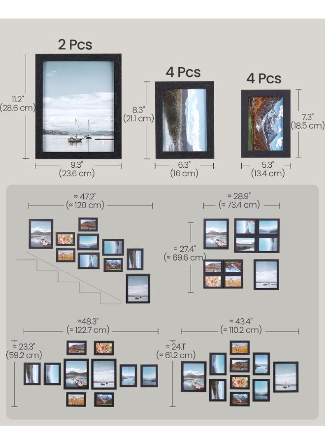 SONGMICS Picture Frames, Collage Picture Frames Set of 10, Two 8x10, Four 5x7, Four 4x6, Photo Frame for Wall Gallery Decor, Table Display, Glass, Ink Black - Image 5
