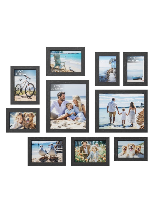 SONGMICS Picture Frames, Collage Picture Frames Set of 10, Two 8x10, Four 5x7, Four 4x6, Photo Frame for Wall Gallery Decor, Table Display, Glass, Ink Black - Image 1