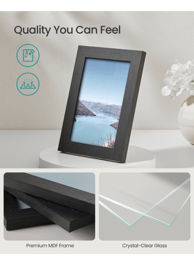 SONGMICS Picture Frames, Collage Picture Frames Set of 10, Two 8x10, Four 5x7, Four 4x6, Photo Frame for Wall Gallery Decor, Table Display, Glass, Ink Black - Image 3