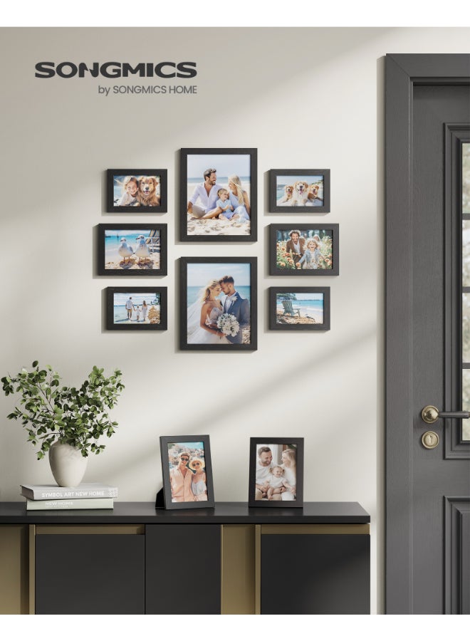 SONGMICS Picture Frames, Collage Picture Frames Set of 10, Two 8x10, Four 5x7, Four 4x6, Photo Frame for Wall Gallery Decor, Table Display, Glass, Ink Black - Image 2