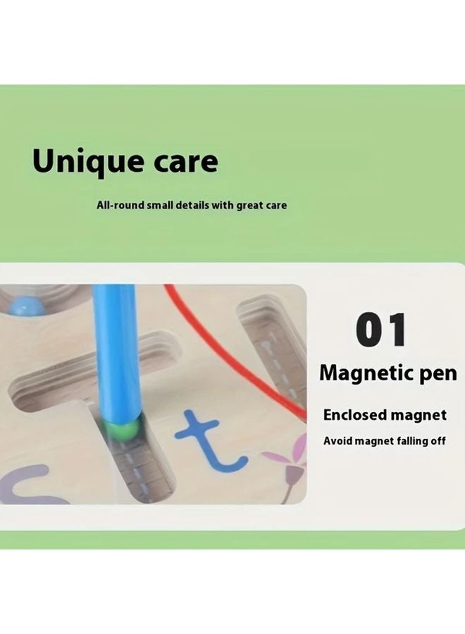 Magnetic Wooden Alphabet Beads Educational Toy For Hand Eye Coordination Brain Development Letter Double Sided Board - Image 5
