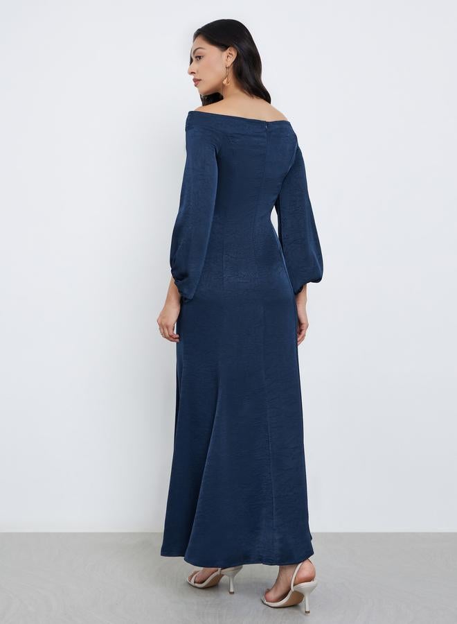 ستايلي فستان سهرة طويل بأكتاف مكشوفة - Image 4