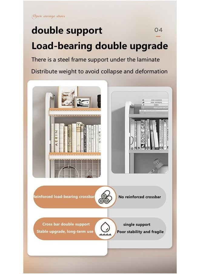 JANTENS - Double Layer Study Desk Bookshelf  Wood Begie 95x20x98 cm - Image 1