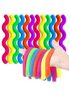 BUNMO Stretchy Strings 12Pk Mini ; Calming Monkey Stretch Noodles ; Perfect Fidget Toys For Anxiety & Stress ; Hours Of Fun For Kids ; Great Kids Party Favors  - Image 2