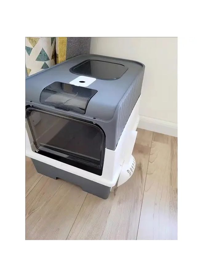 Grey Drawer Litter Box Odor Proof Leak Proof Easy Clean for Large Cats Multi Cat Households - Image 5