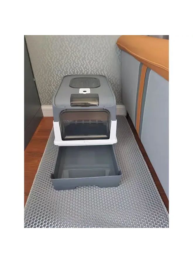 Grey Drawer Litter Box Odor Proof Leak Proof Easy Clean for Large Cats Multi Cat Households - Image 1