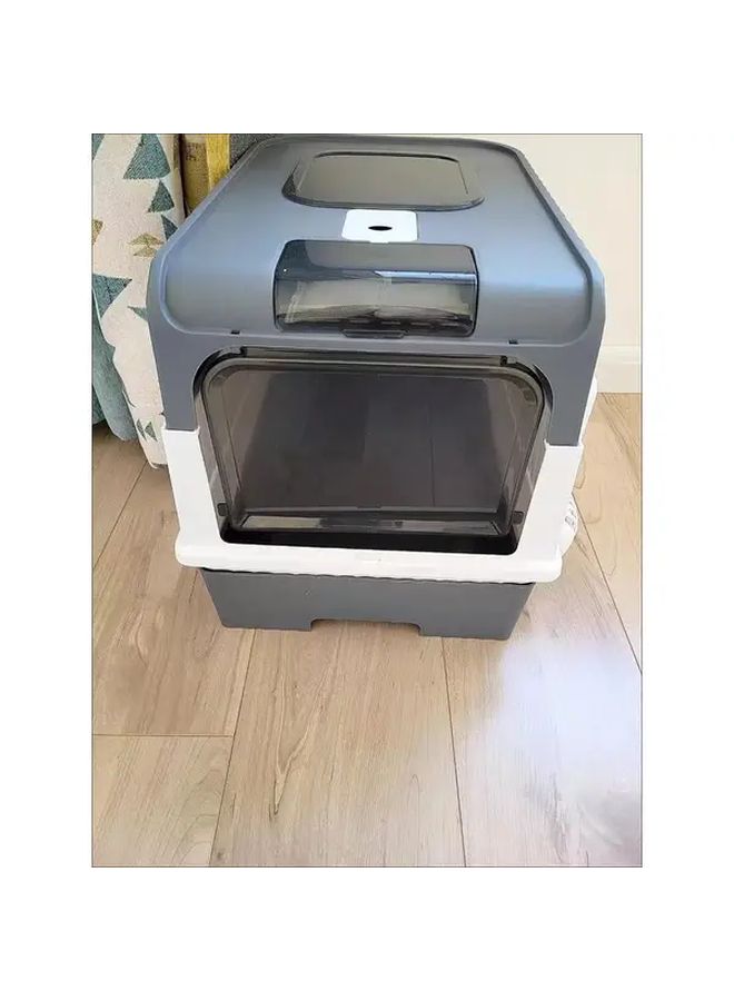 Grey Drawer Litter Box Odor Proof Leak Proof Easy Clean for Large Cats Multi Cat Households - Image 2