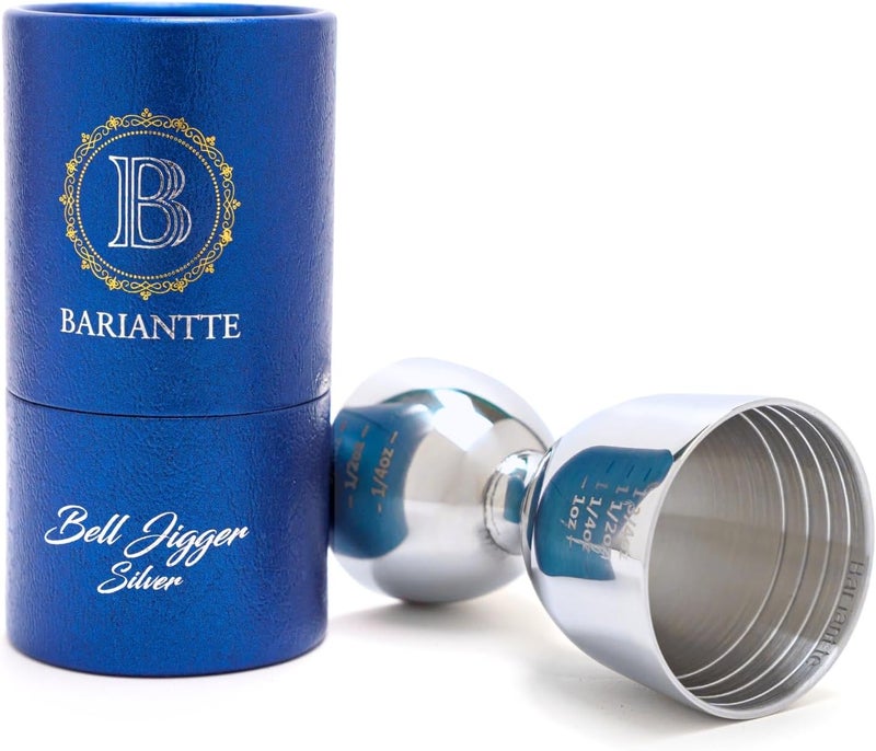 B BARIANTTE BARIANTTE Silver Bell Double Jigger - Premium Cocktail Measure, 2 oz & 1 oz, Mirror Finish Bar Jigger - Image 1