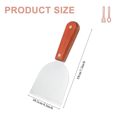 TASKHOUSE Griddle Scraper Truner Stainless Steel Blade with Wooden Handle Chopper Dough Cutter for Pancake Pizza (1 Piece) - Image 2