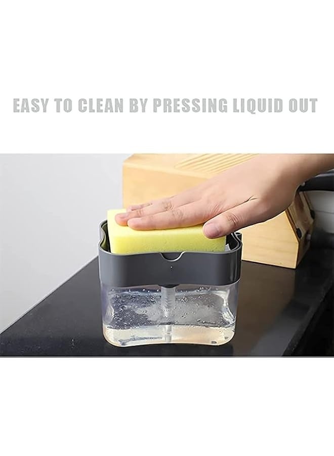 PROMASS Showay Soap Dispenser and Sponge Holder for Kitchen Sink Dish Washing Soap Dispenser, Sponge Rack Shelf, Soap Dispenser Pump |ASSORTED|  - Image 2