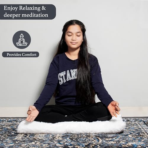 NEXTGO Floor Seat Cushions Yoga Meditation Mat Pooja aasan Soft Extra Comfortable Feather Touch Last Long Upto Washable Material Size 24 x 30 Inch 2 x 2.5 Fit (White) - Image 2