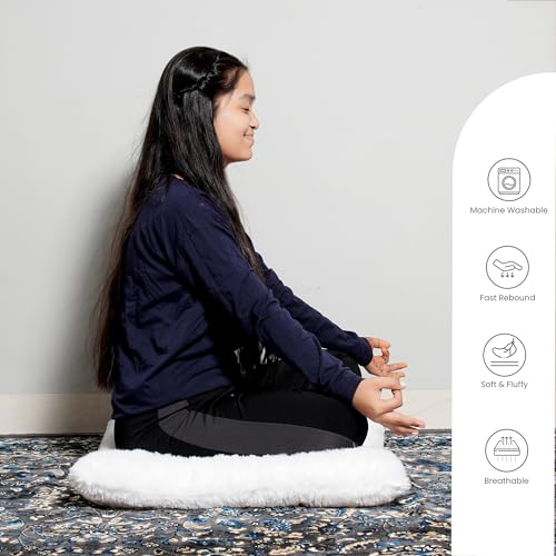 NEXTGO Floor Seat Cushions Yoga Meditation Mat Pooja aasan Soft Extra Comfortable Feather Touch Last Long Upto Washable Material Size 24 x 30 Inch 2 x 2.5 Fit (White) - Image 3