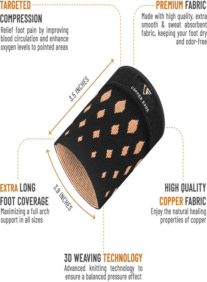 Copper Edge دعامة نحاسية لقوس القدم لتخفيف آلام التهاب اللفافة الأخمصية لدى النساء والرجال - أربطة ضغط لتخفيف آلام قوس القدم مناسبة للأقواس المسطحة/العالية/المنخفضة - دعامة كبيرة لقوس القدم - Image 3