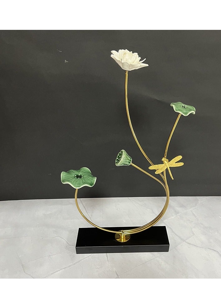 New Chinese Lotus Ornament High end Artwork Lotus Tea Room Living Room Entrance Fresh and Elegant Light Luxury Decorative Ornament  - Image 3