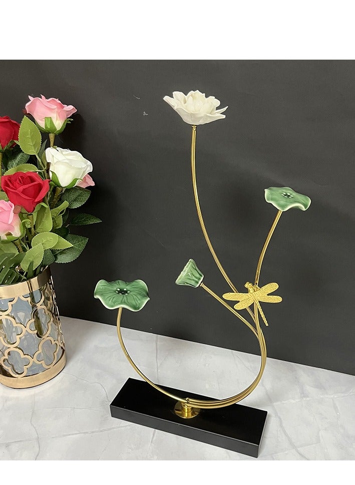 New Chinese Lotus Ornament High end Artwork Lotus Tea Room Living Room Entrance Fresh and Elegant Light Luxury Decorative Ornament  - Image 4