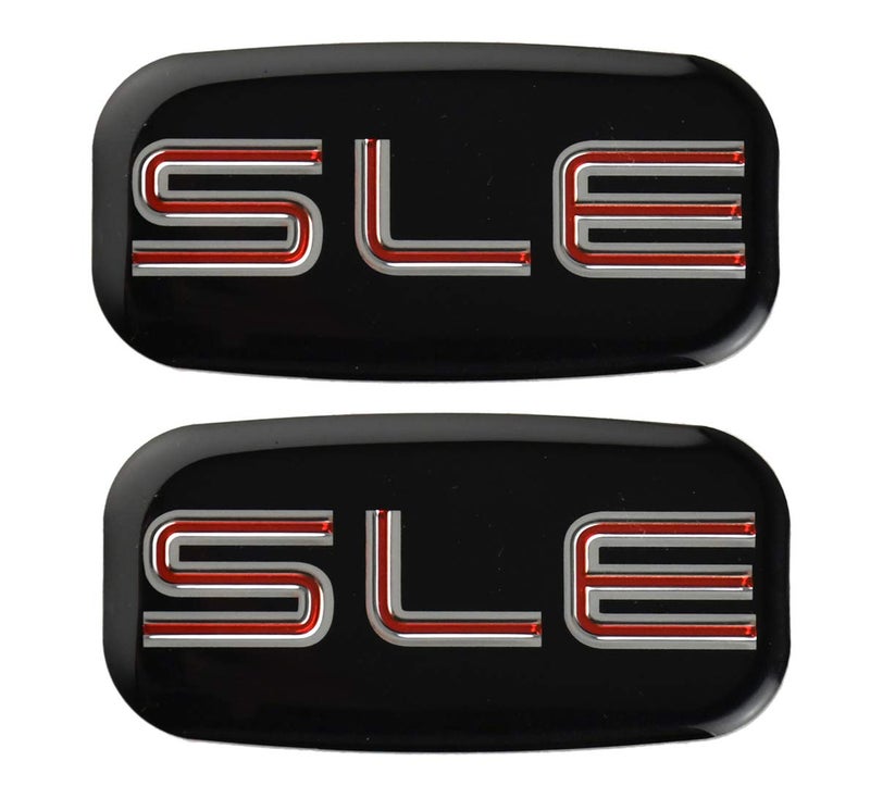 2X SLE Emblems 3D Nameplate Sticker Replacement for GMC Chevrolet Sierra Suburban Yukon 1500 2500 3500 15036134 ChromeRed