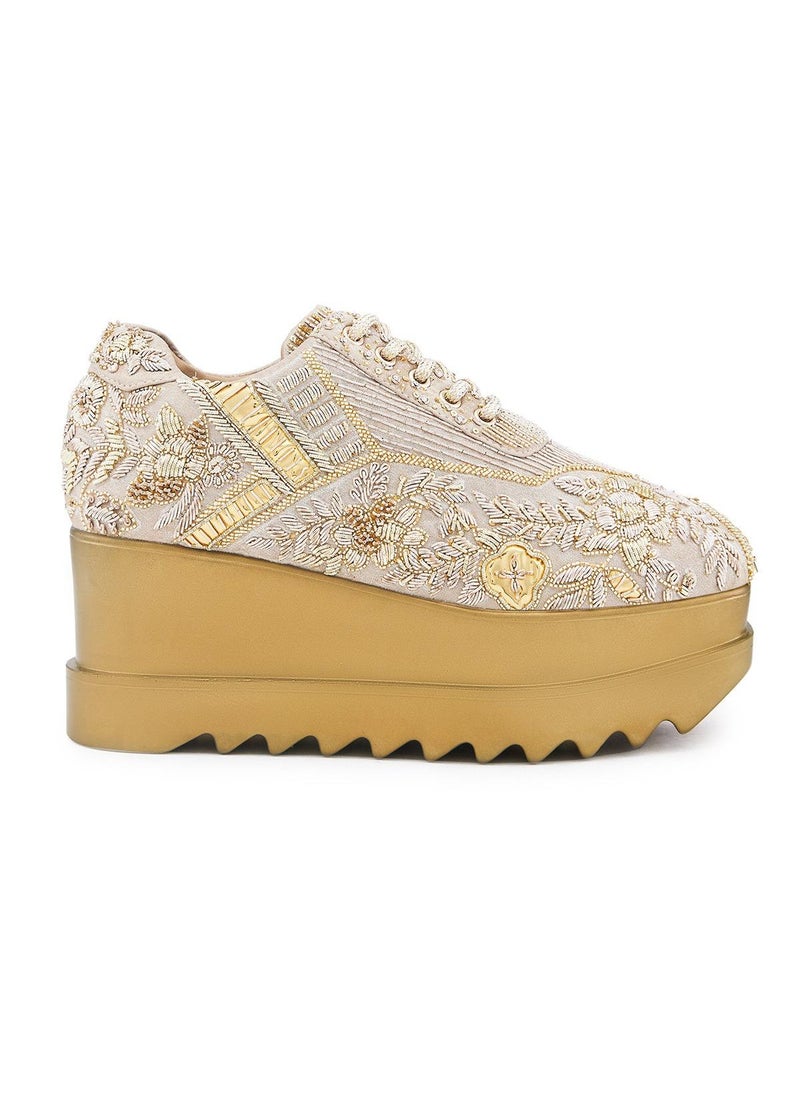 Anaar Anaar Noorani WEDGE SNEAKERS, Womens Festive, Special Occasion and Partywear Premium Shoes  - Image 2