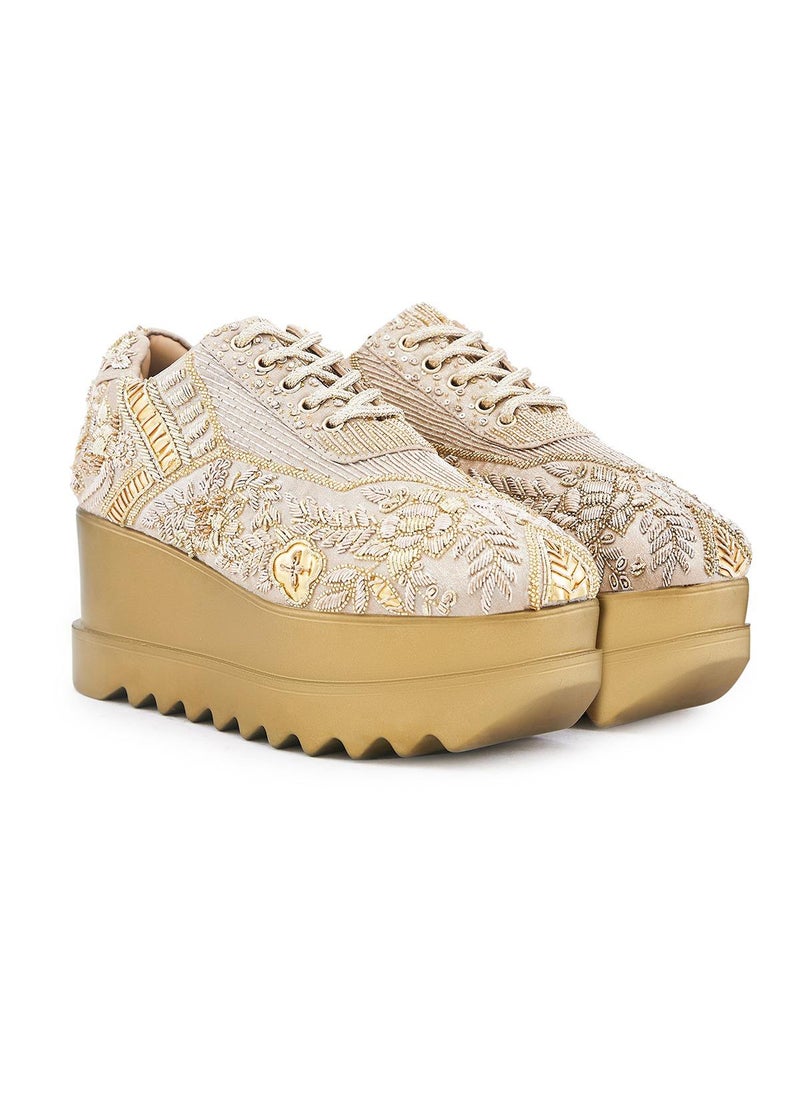Anaar Anaar Noorani WEDGE SNEAKERS, Womens Festive, Special Occasion and Partywear Premium Shoes  - Image 3
