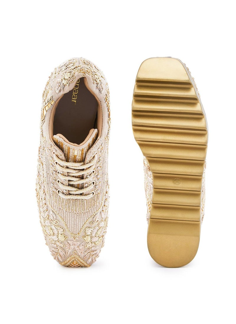 Anaar Anaar Noorani WEDGE SNEAKERS, Womens Festive, Special Occasion and Partywear Premium Shoes  - Image 4